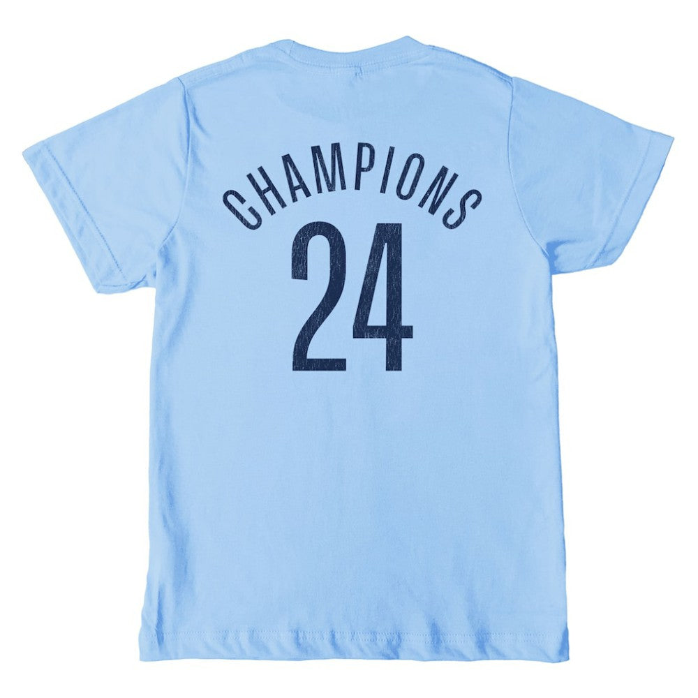 Manchester City 1863FC Youth 2024 Premier League Champions T-Shirts - Sky Blue