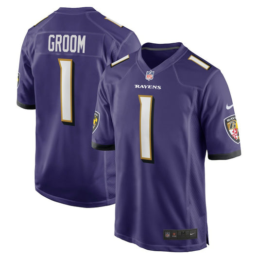 Number 1 Groom Baltimore Ravens Game Jersey - Purple | NFL Jerseys