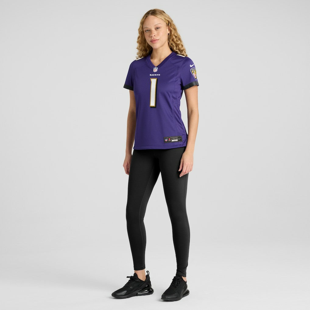 Number 1 Bride Baltimore Ravens Women's Game Jersey Purple - Nike