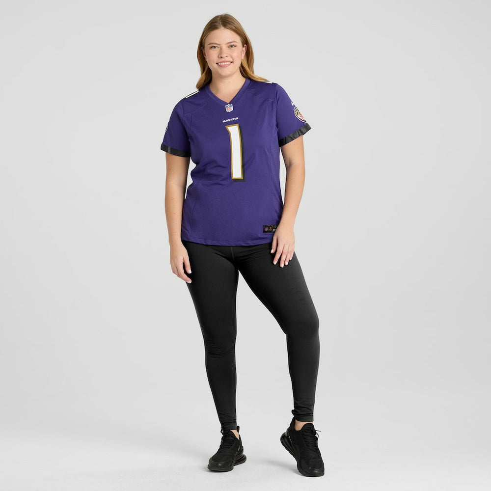 Number 1 Bride Baltimore Ravens Women's Game Jersey Purple - Nike