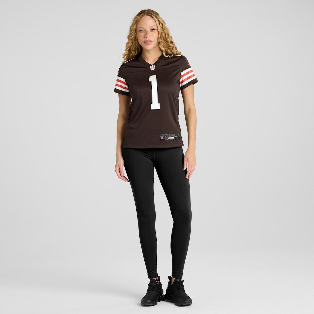 Number 1 Bride Cleveland Browns Women's Game Jersey Brown - Nike