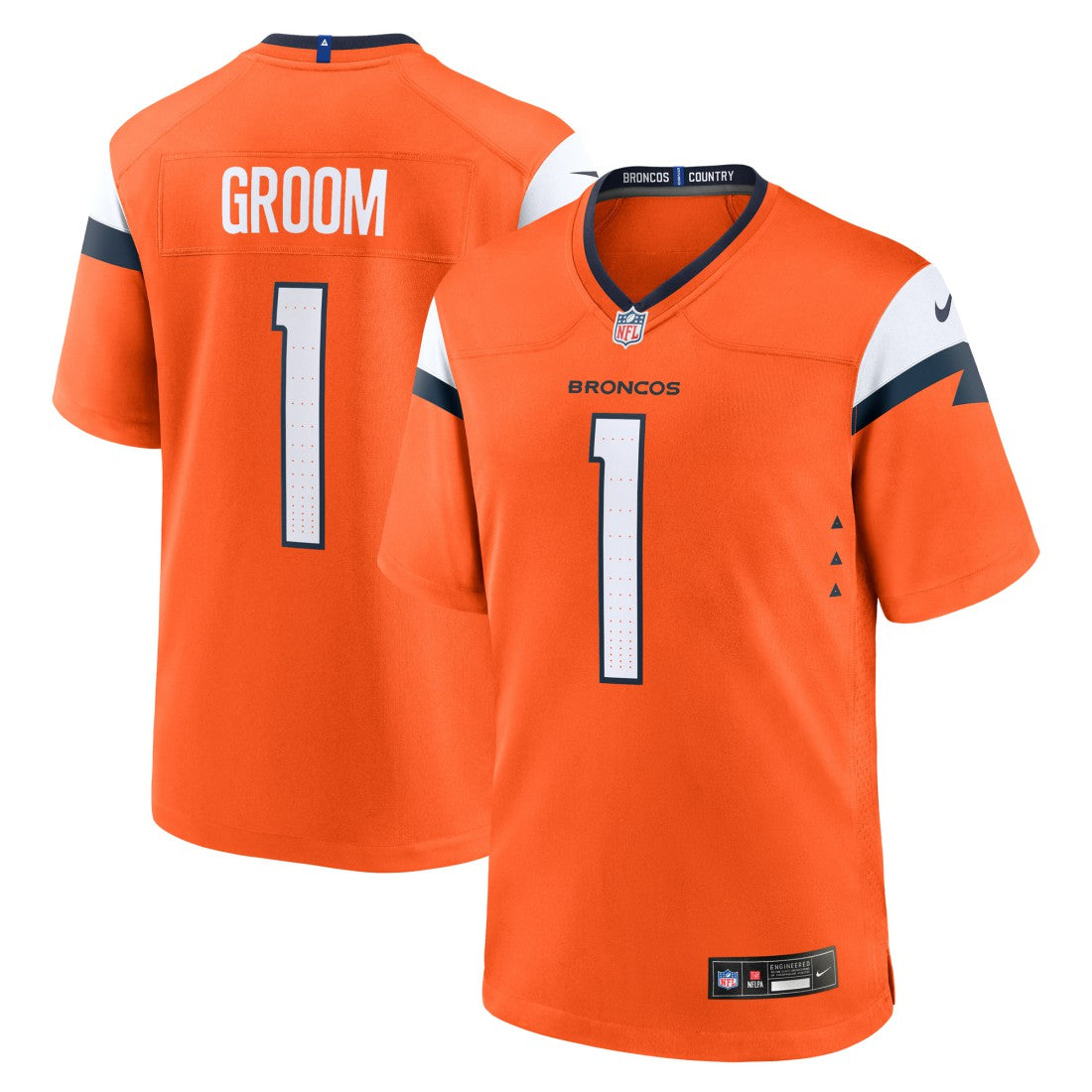 Number 1 Groom Denver Broncos Game Jersey Orange - Nike