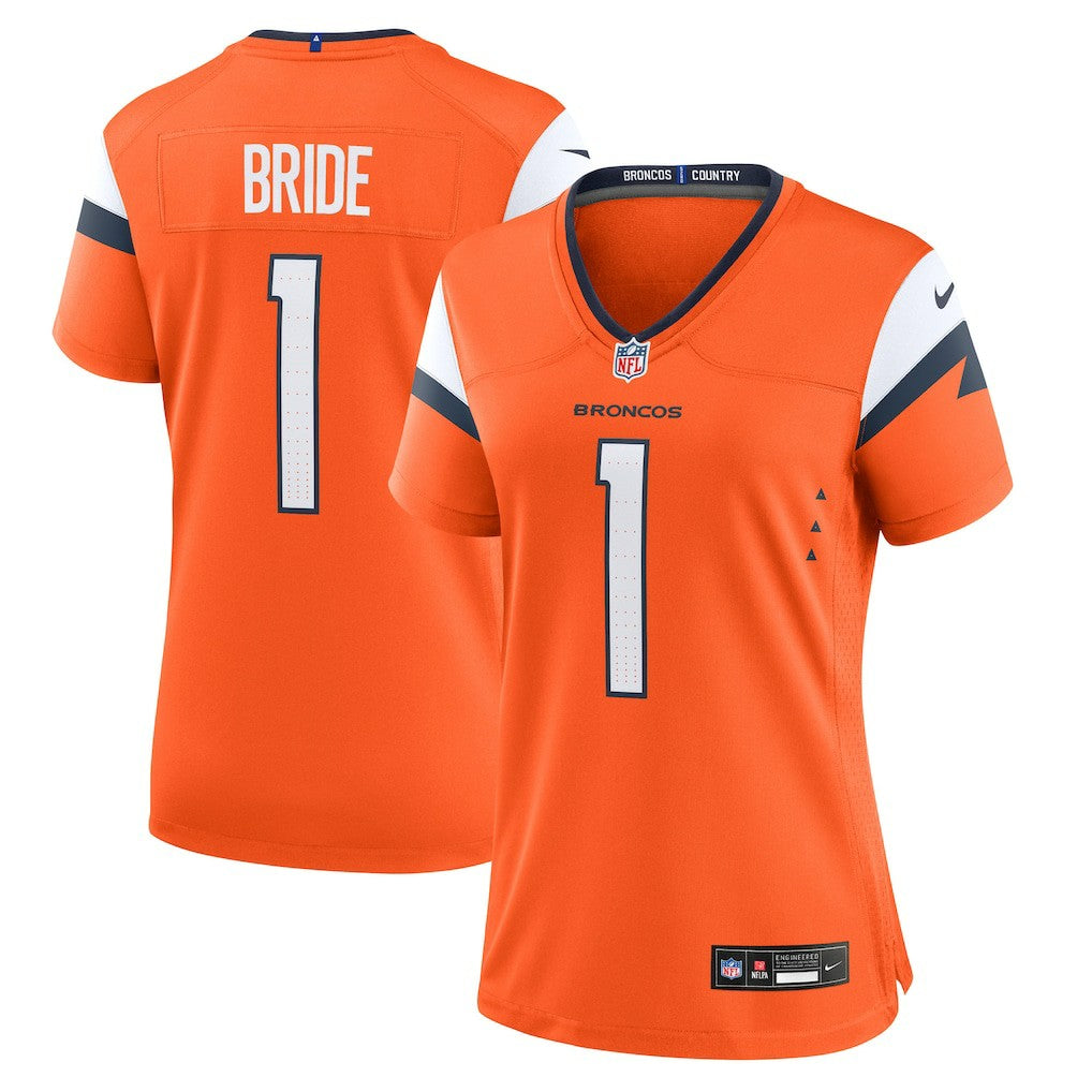 Number 1 Bride Denver Broncos Women's Game Jersey Orange - Nike