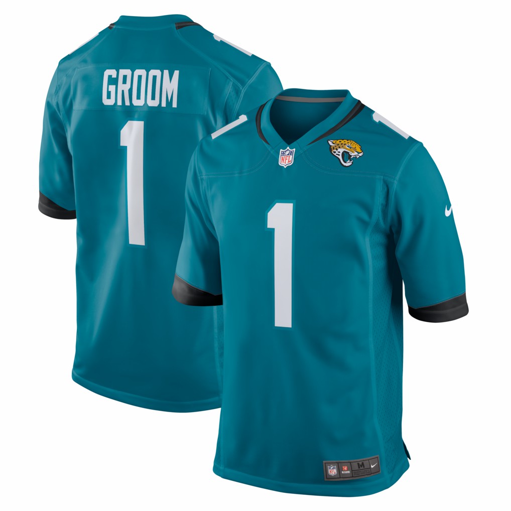 Number 1 Groom Jacksonville Jaguars Game Jersey - Teal | NFL Jerseys