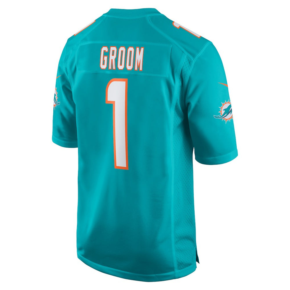 Number 1 Groom Miami Dolphins Game Jersey Aqua - Nike