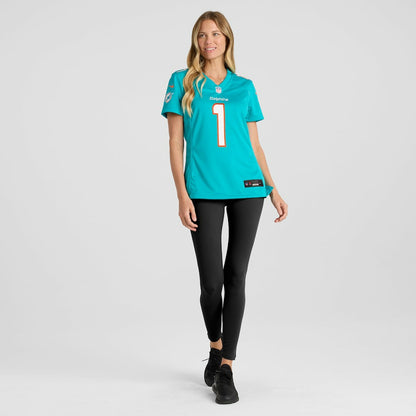Number 1 Bride Miami Dolphins Women's Game Jersey - Aqua | NFL Jerseys