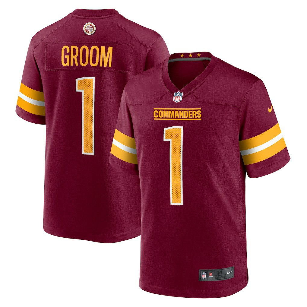 Number 1 Groom Washington Commanders Game Jersey - Burgundy | NFL Jerseys