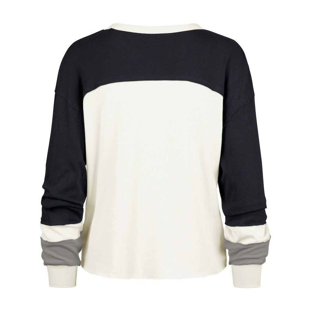 Dallas Cowboys '47 Women's Double Header Curve Raglan Long Sleeve Crop Top Cream - 47 brand