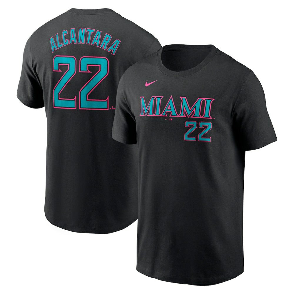 Sandy Alcantara Miami Marlins Nike 2025 City Connect Fuse Name & Number T-Shirt Sale