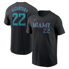 Sandy Alcantara Miami Marlins Nike 2025 City Connect Fuse Name & Number T-Shirt Sale