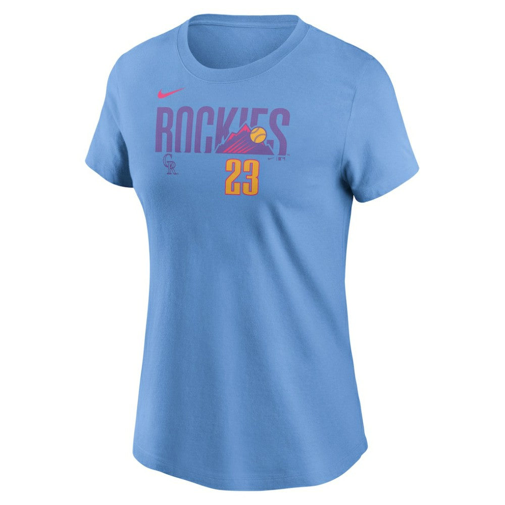Kris Bryant Colorado Rockies Nike Women's 2025 City Connect Fuse Name & Number T-Shirt Online