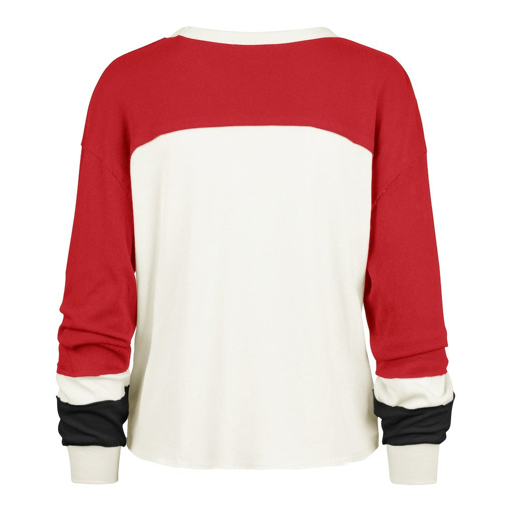 San Francisco 49ers '47 Women's Plus Size Double Header Curve Toni Long Sleeve T-Shirt Cream/Scarlet - 47 brand