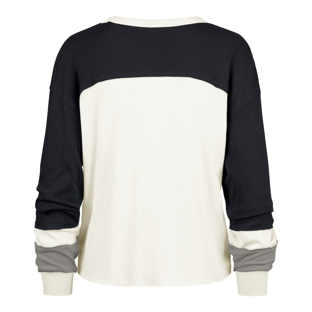 Dallas Cowboys '47 Women's Plus Size Double Header Curve Toni Long Sleeve T-Shirt Cream/Navy - 47 brand