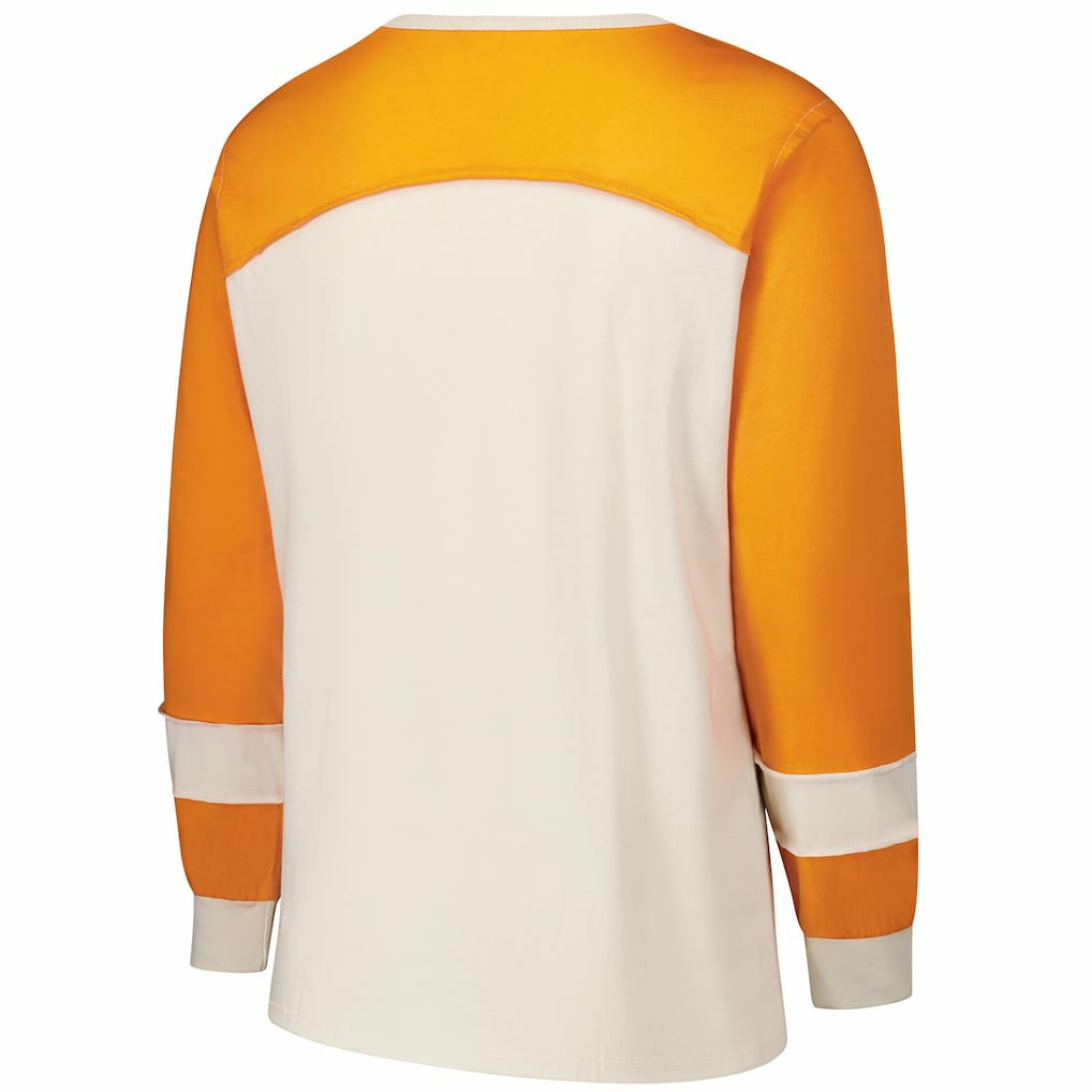 Miami Dolphins '47 Women's Plus Size Double Header Curve Toni Long Sleeve T-Shirt Cream/Orange - 47 brand