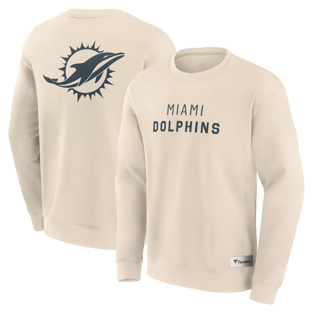Miami Dolphins Elements Future Ground Lettering Pullover Sweatshirt Cream - Fanatics