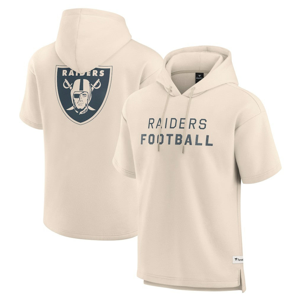 Las Vegas Raiders Elements Future Ground Lettering Short Sleeve Pullover Hoodie Cream - Fanatics