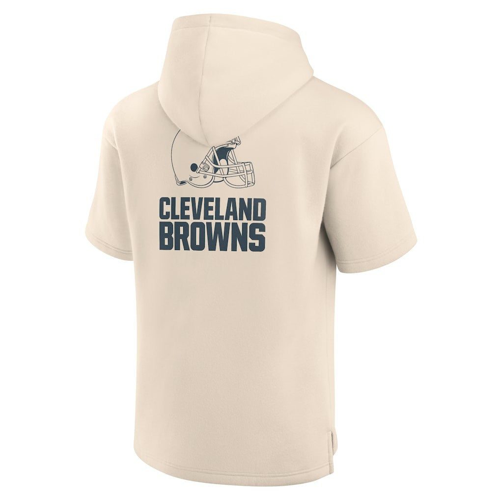 Cleveland Browns Elements Future Ground Lettering Short Sleeve Pullover Hoodie Cream - Fanatics