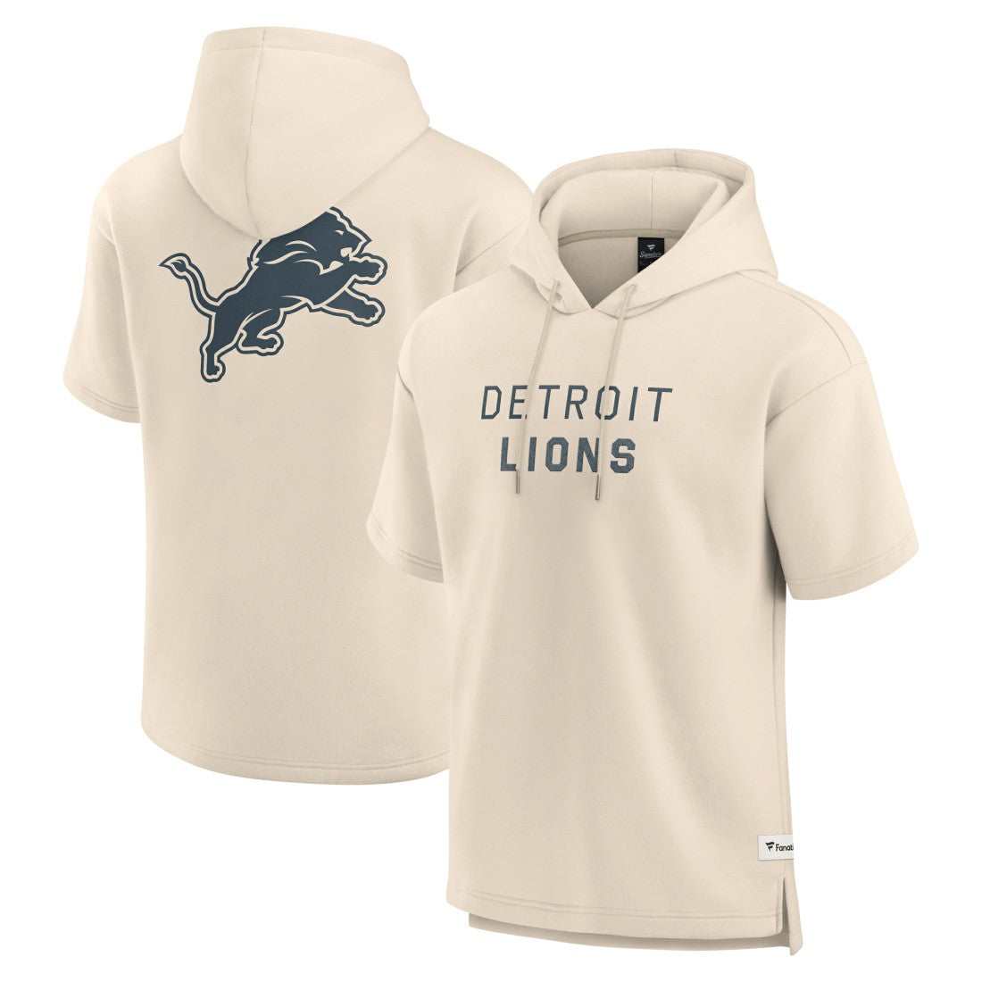 Detroit Lions Elements Future Ground Lettering Short Sleeve Pullover Hoodie Cream - Fanatics