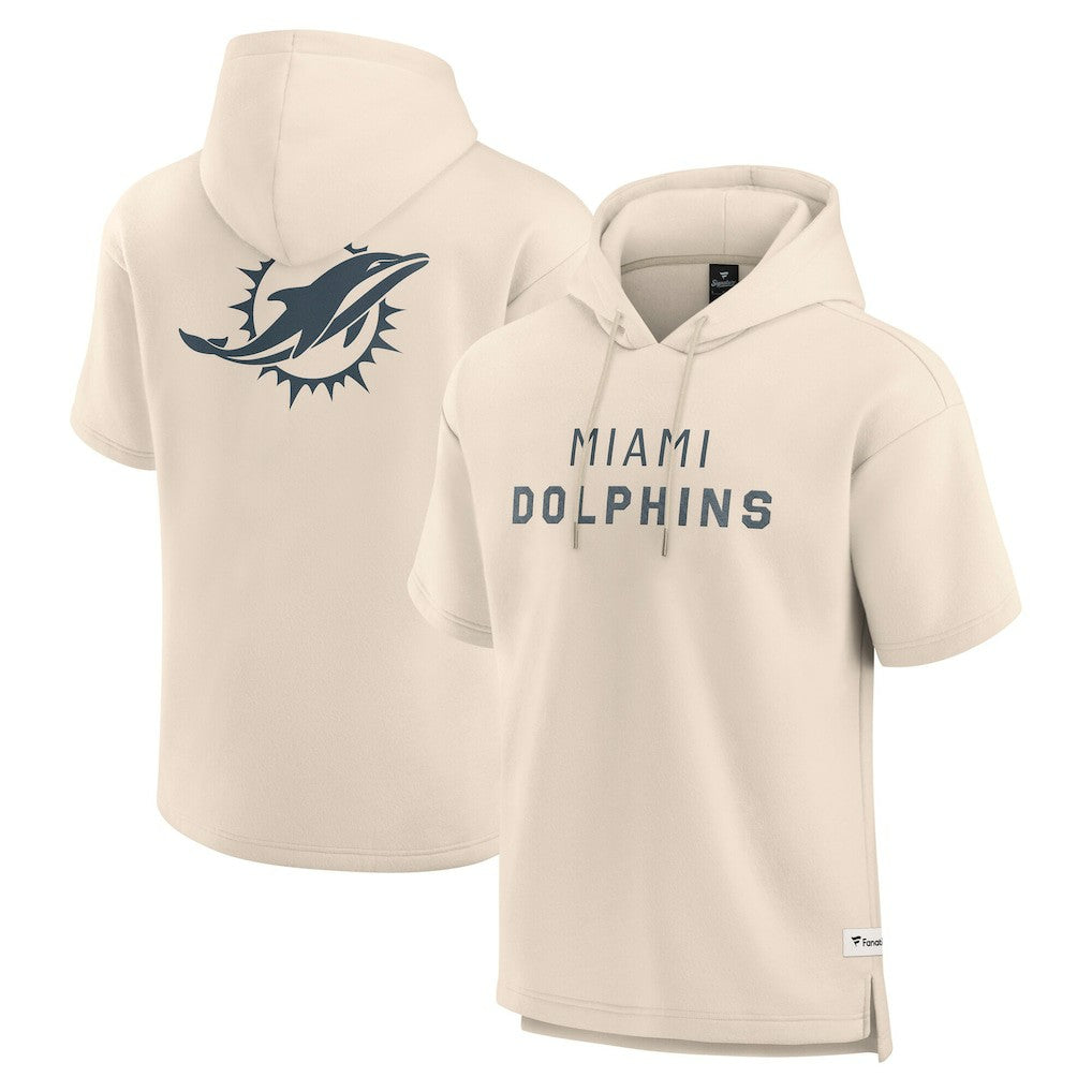 Miami Dolphins Elements Future Ground Lettering Short Sleeve Pullover Hoodie Cream - Fanatics