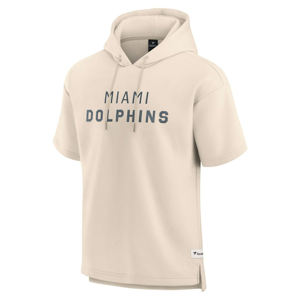 Miami Dolphins Elements Future Ground Lettering Short Sleeve Pullover Hoodie Cream - Fanatics