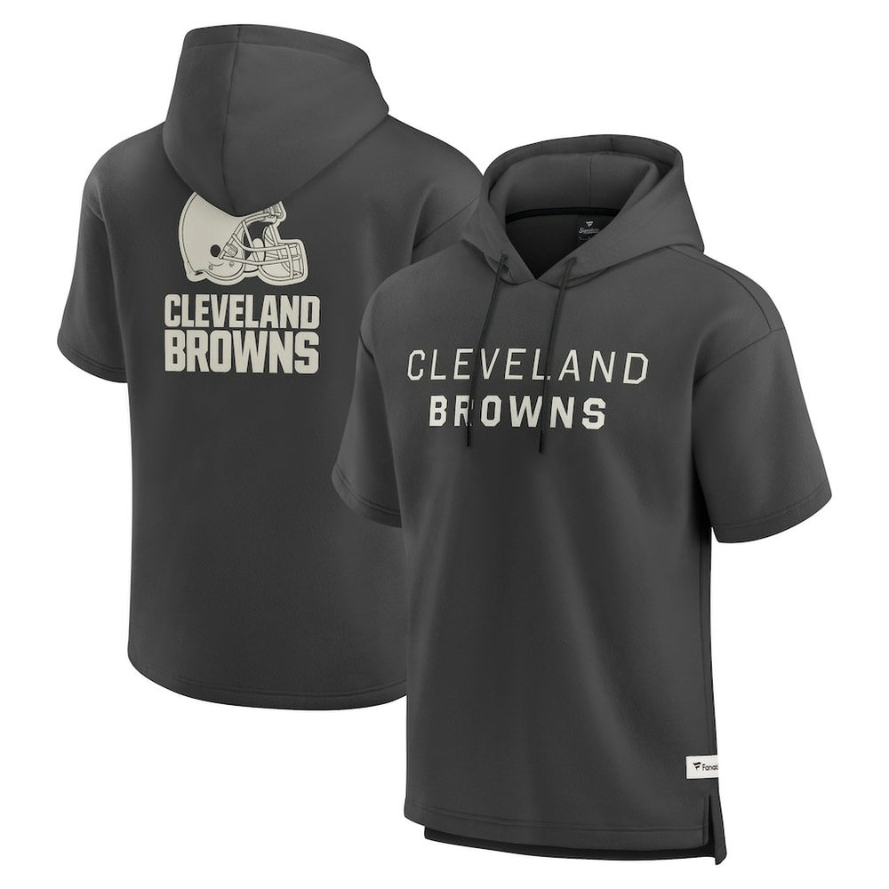 Cleveland Browns Elements Future Ground Lettering Short Sleeve Pullover Hoodie Charcoal - Fanatics