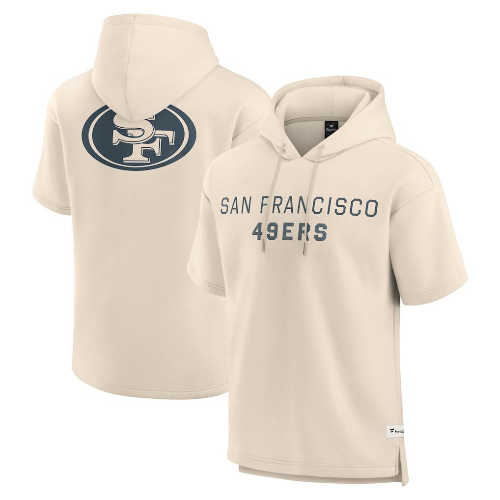 San Francisco 49ers Elements Future Ground Lettering Short Sleeve Pullover Hoodie Cream - Fanatics