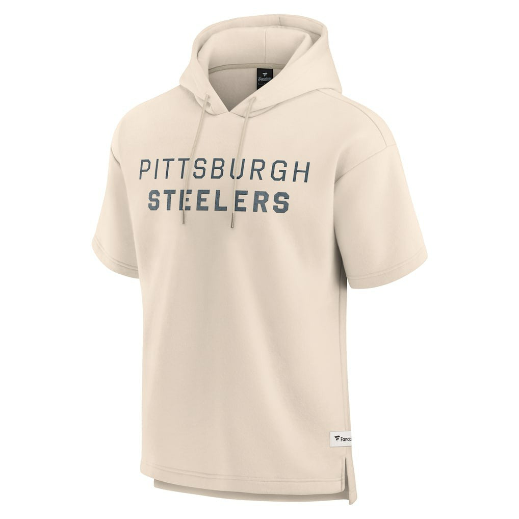 Pittsburgh Steelers Elements Future Ground Lettering Short Sleeve Pullover Hoodie Cream - Fanatics