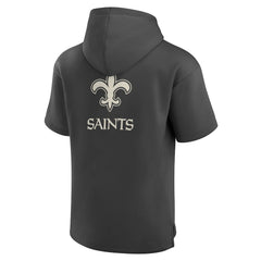 New Orleans Saints Elements Future Ground Lettering Short Sleeve Pullover Hoodie Charcoal - Fanatics