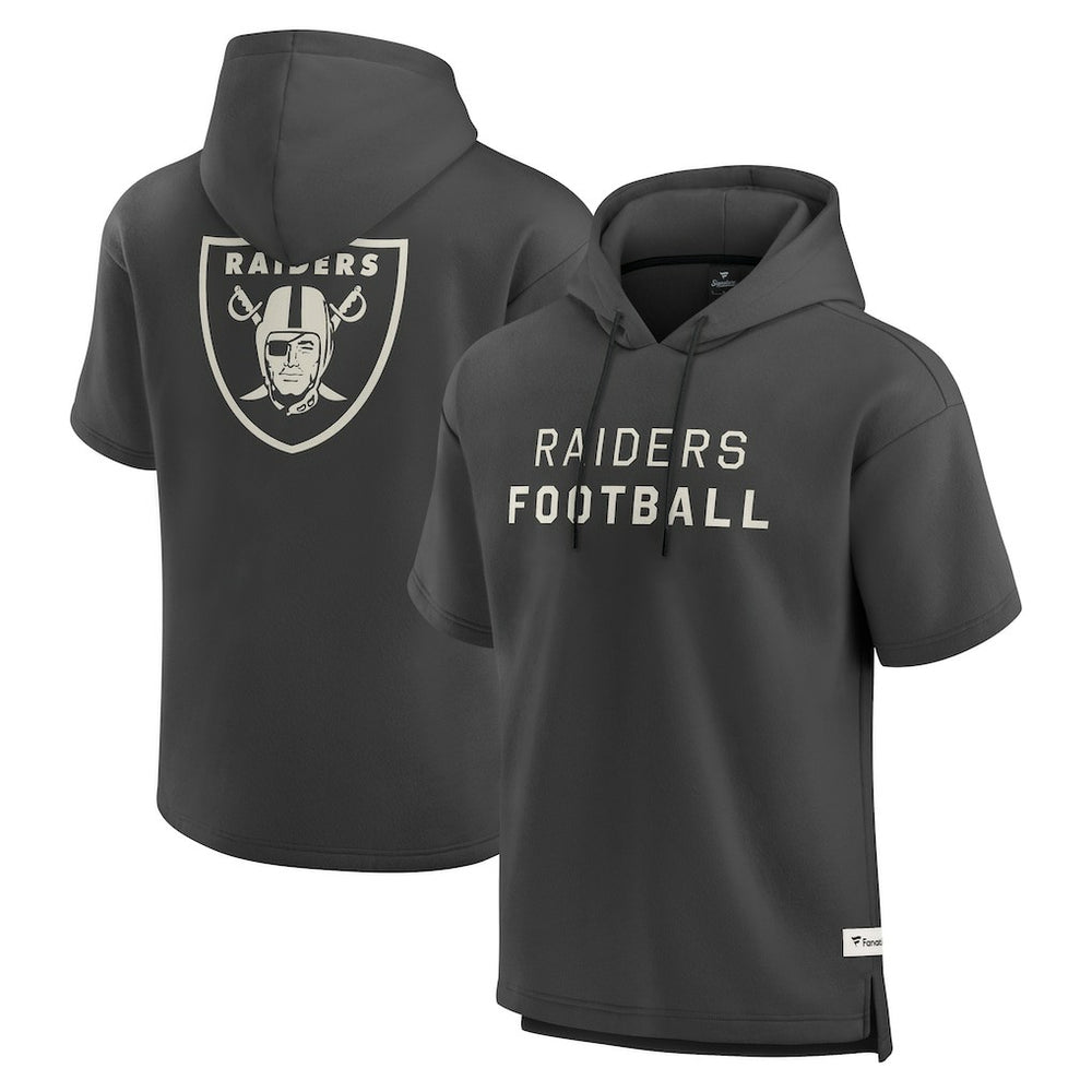 Las Vegas Raiders Elements Future Ground Lettering Short Sleeve Pullover Hoodie Charcoal - Fanatics