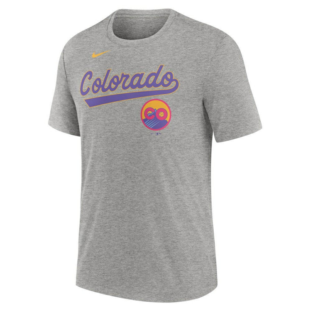 Colorado Rockies Nike City Connect Script Tri-Blend T-Shirt Clearance