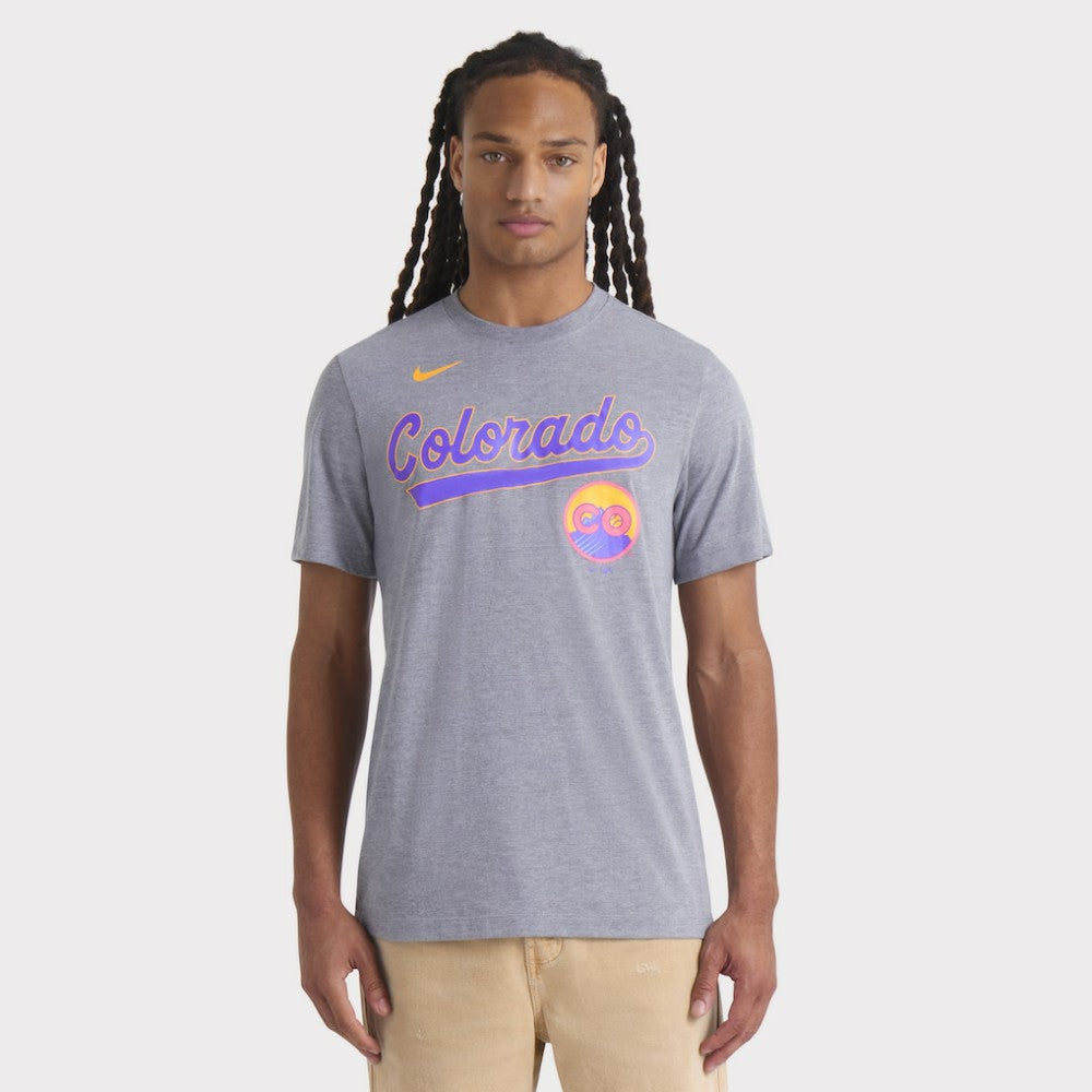Colorado Rockies Nike City Connect Script Tri-Blend T-Shirt Clearance