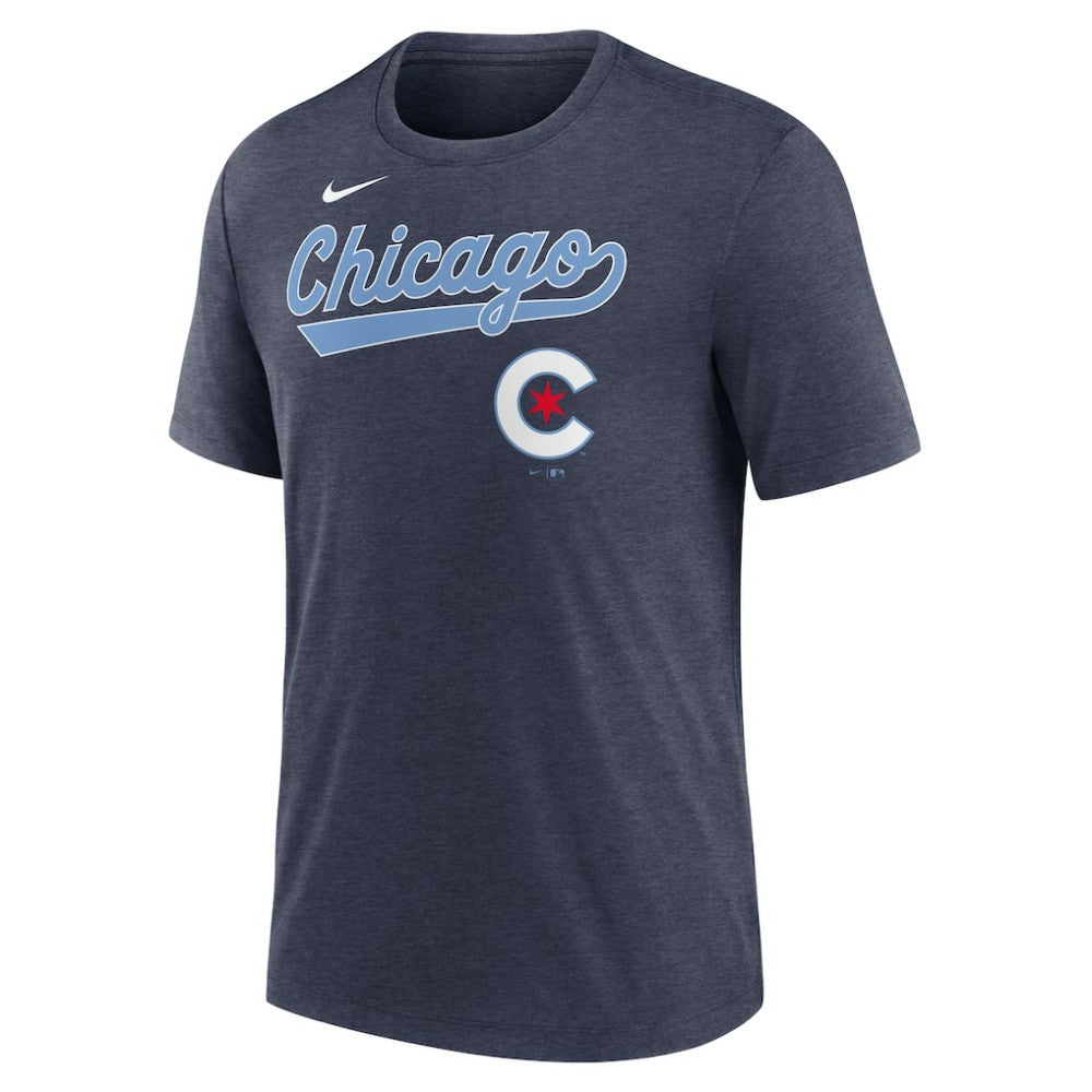 Chicago Cubs Nike City Connect Script Tri-Blend T-Shirt On Sale