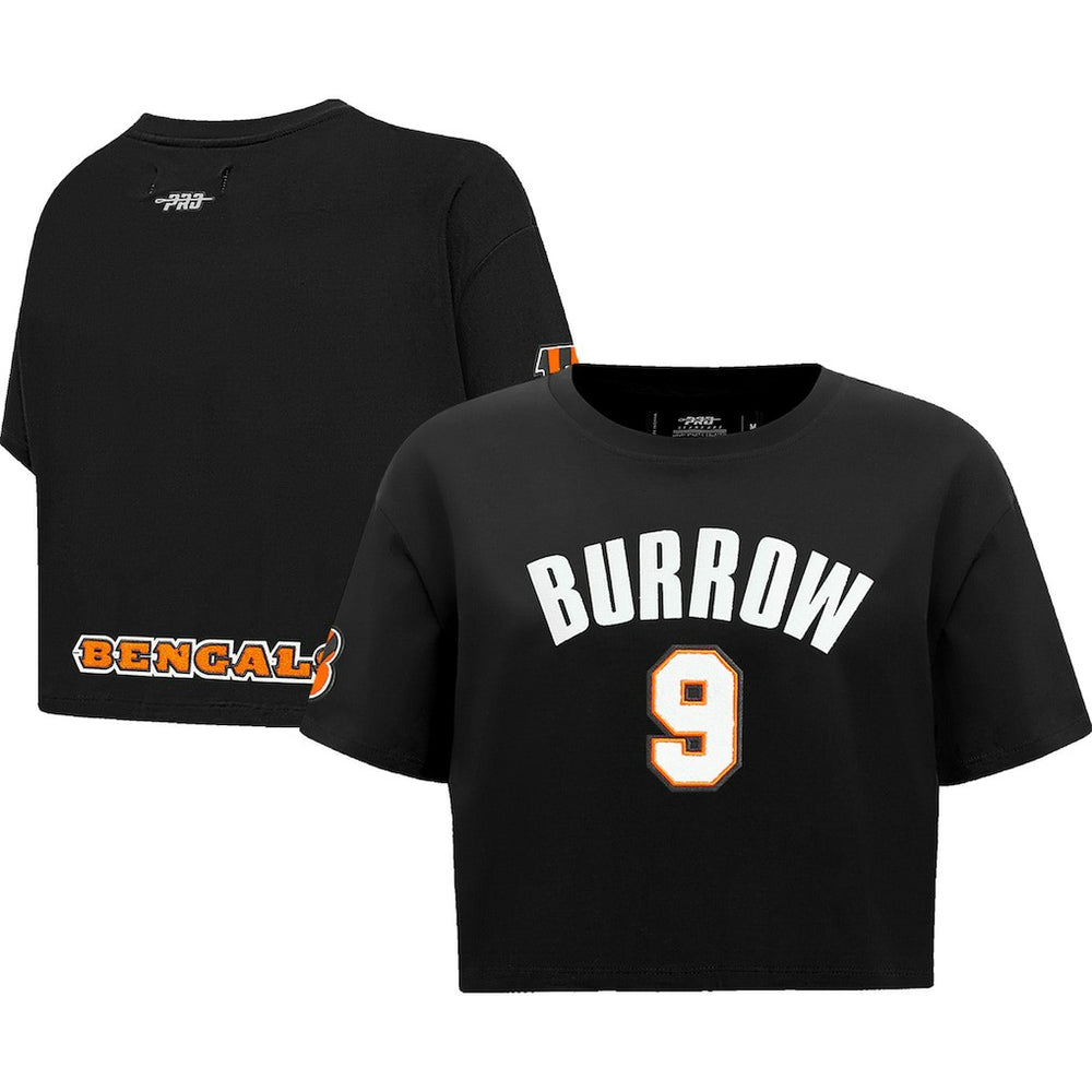 Joe Burrow Cincinnati Bengals Pro Standard Women's Player Name & Number Cropped Boxy T-Shirt Black - NFL