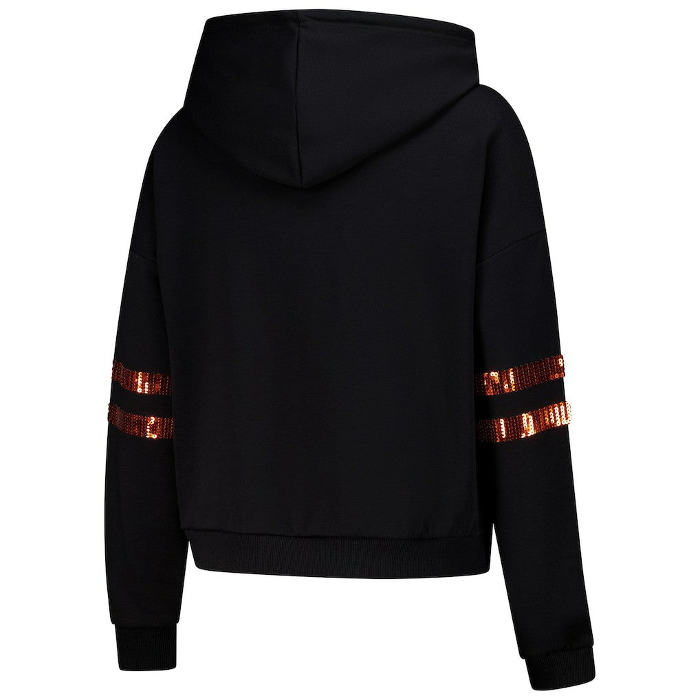 Cincinnati Bengals Cuce Women's Cropped Sequins Pullover Hoodie Black - NFL