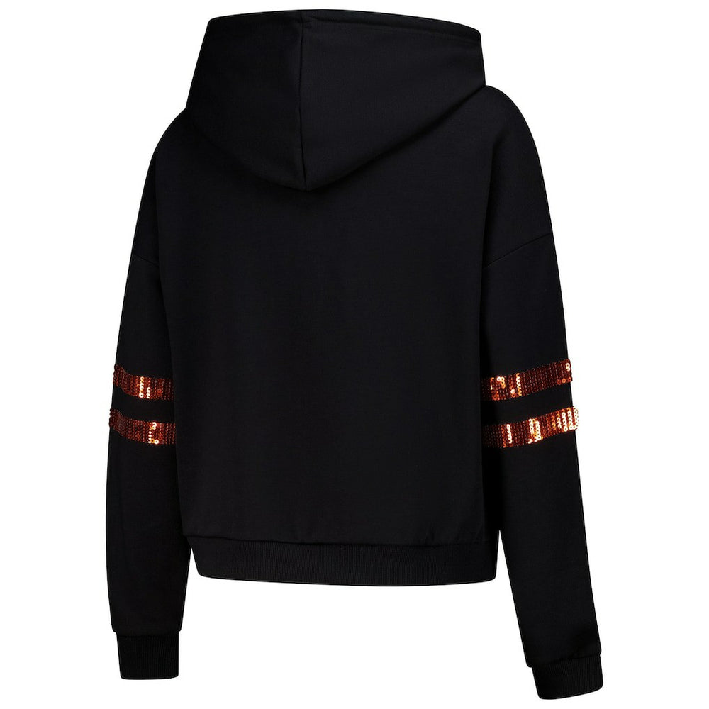 Cincinnati Bengals Cuce Women's Cropped Sequins Pullover Hoodie Black - NFL