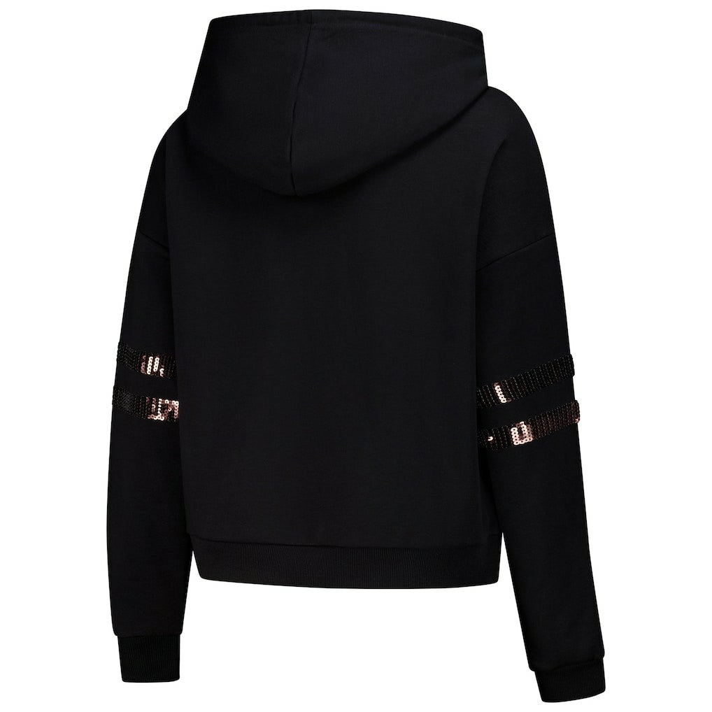 Cleveland Browns Cuce Women's Cropped Sequins Pullover Hoodie Black - NFL