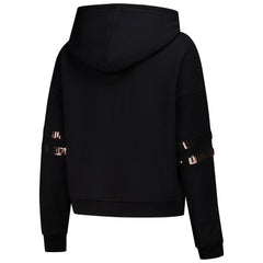 Cleveland Browns Cuce Women's Cropped Sequins Pullover Hoodie Black - NFL