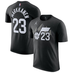 NBA - Lauri Markkanen Utah Jazz Jordan Brand Statement Edition Name & Number T-Shirt - Black