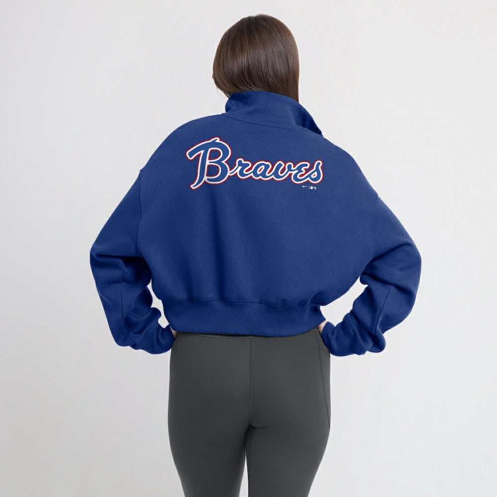 Atlanta Braves Nike Women's Cooperstown Collection Phoenix Fleece Half-Zip Sweatshirt On Sale