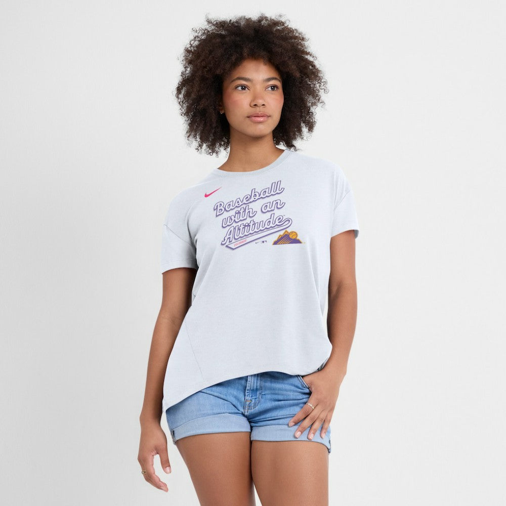 Colorado Rockies Nike Women's 2025 City Connect Flowy Fashion Tri-Blend Dri-FIT T-Shirt for sale