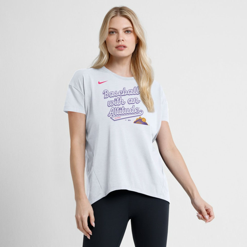 Colorado Rockies Nike Women's 2025 City Connect Flowy Fashion Tri-Blend Dri-FIT T-Shirt for sale