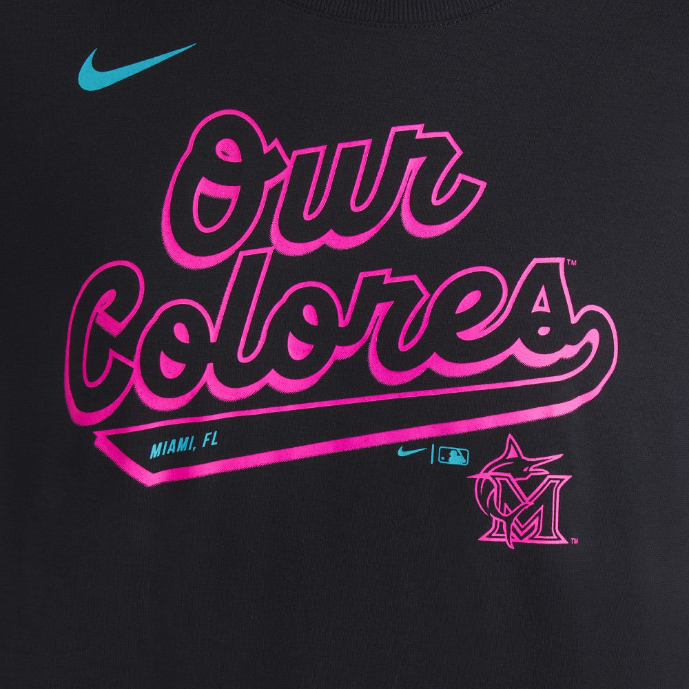 Miami Marlins Nike Women's 2025 City Connect Flowy Fashion Tri-Blend Dri-FIT T-Shirt Clearance