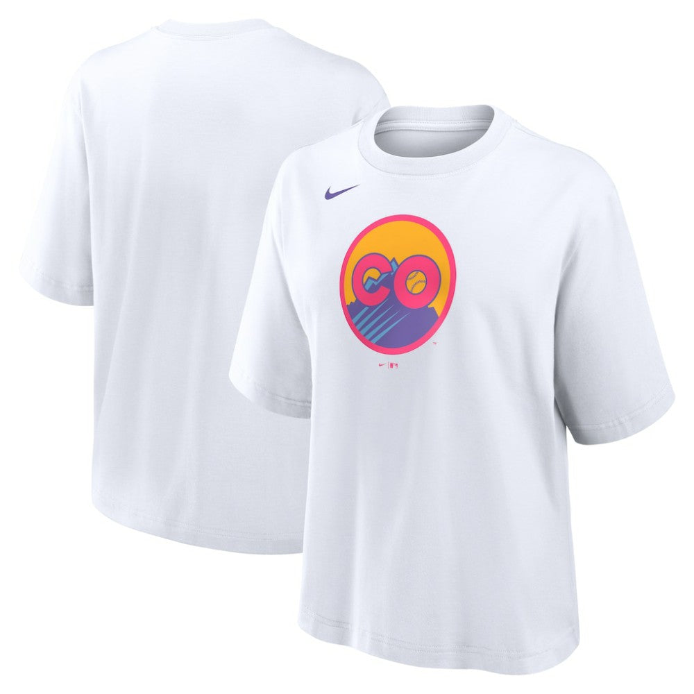 Colorado Rockies Nike Women's 2025 City Connect Logo Boxy T-Shirt for sale