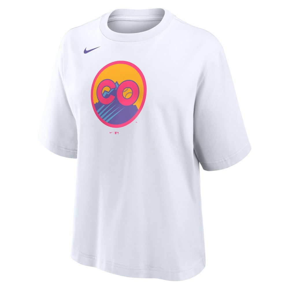 Colorado Rockies Nike Women's 2025 City Connect Logo Boxy T-Shirt for sale