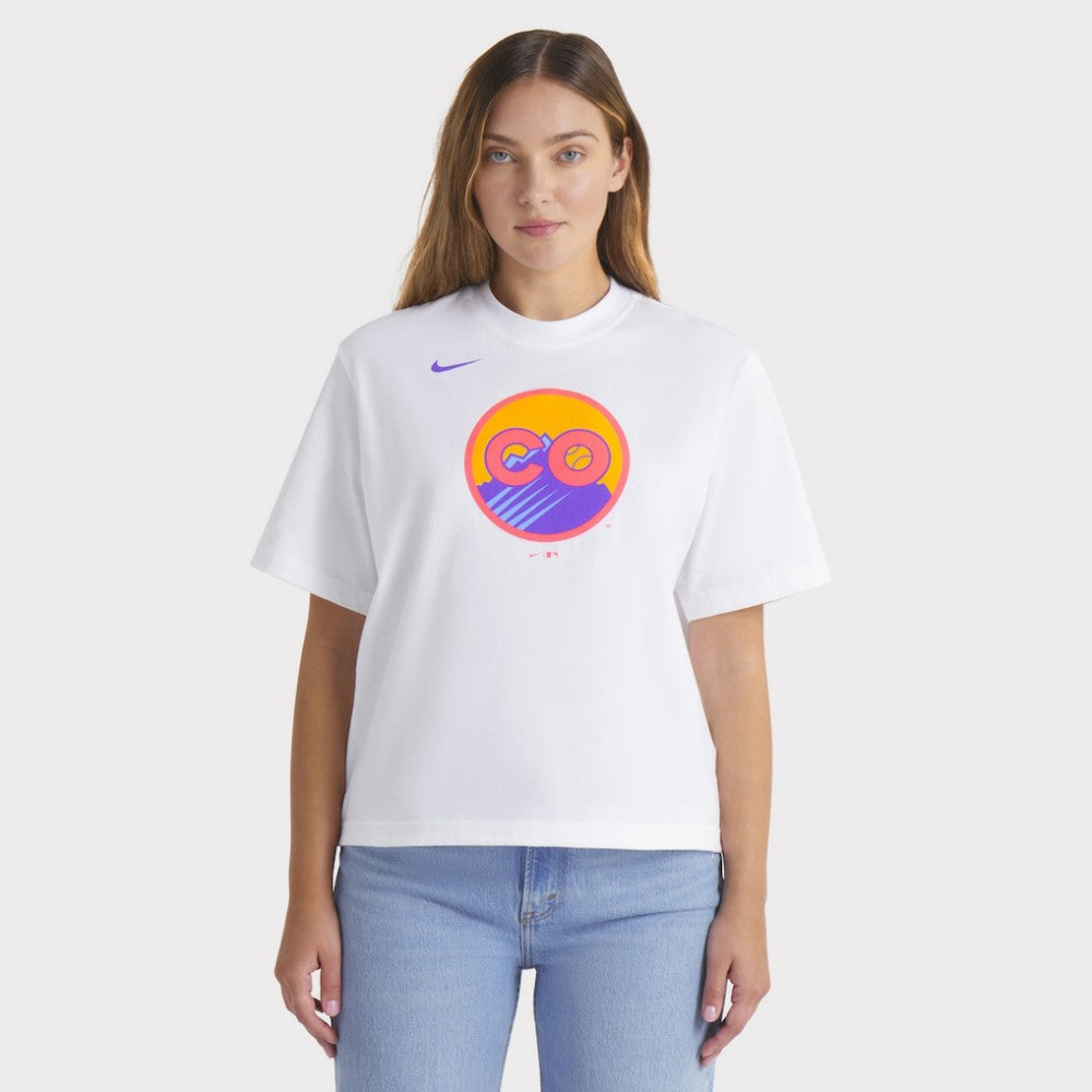 Colorado Rockies Nike Women's 2025 City Connect Logo Boxy T-Shirt for sale