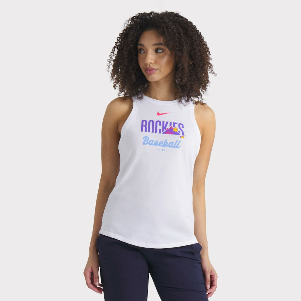 Colorado Rockies Nike Women's City Connect Tricode High Neck Dri-FIT Tank Top for sale