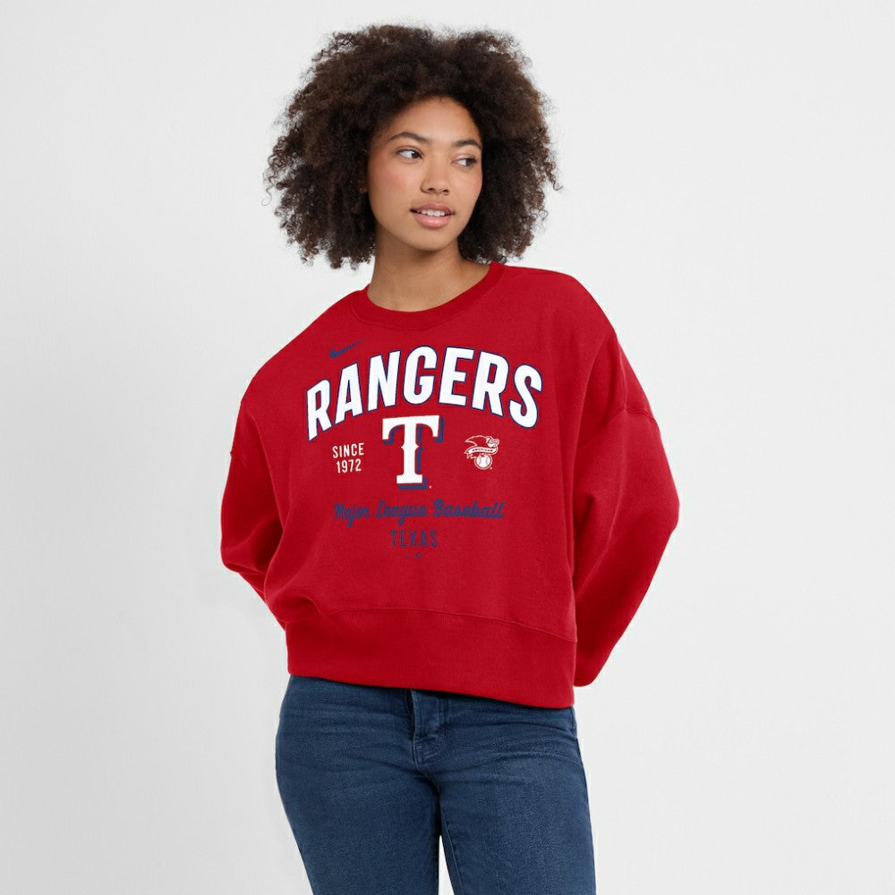Texas Rangers Nike Women's Oversized High Hip Pullover Sweatshirt Online