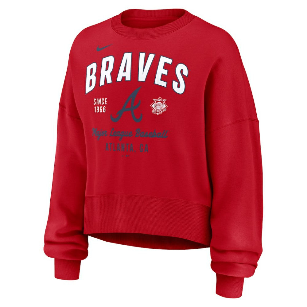 Atlanta Braves Nike Women's Oversized High Hip Pullover Sweatshirt Clearance