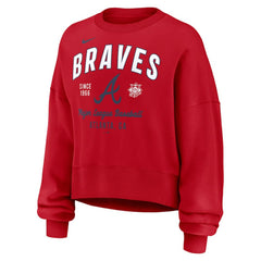 Atlanta Braves Nike Women's Oversized High Hip Pullover Sweatshirt Clearance