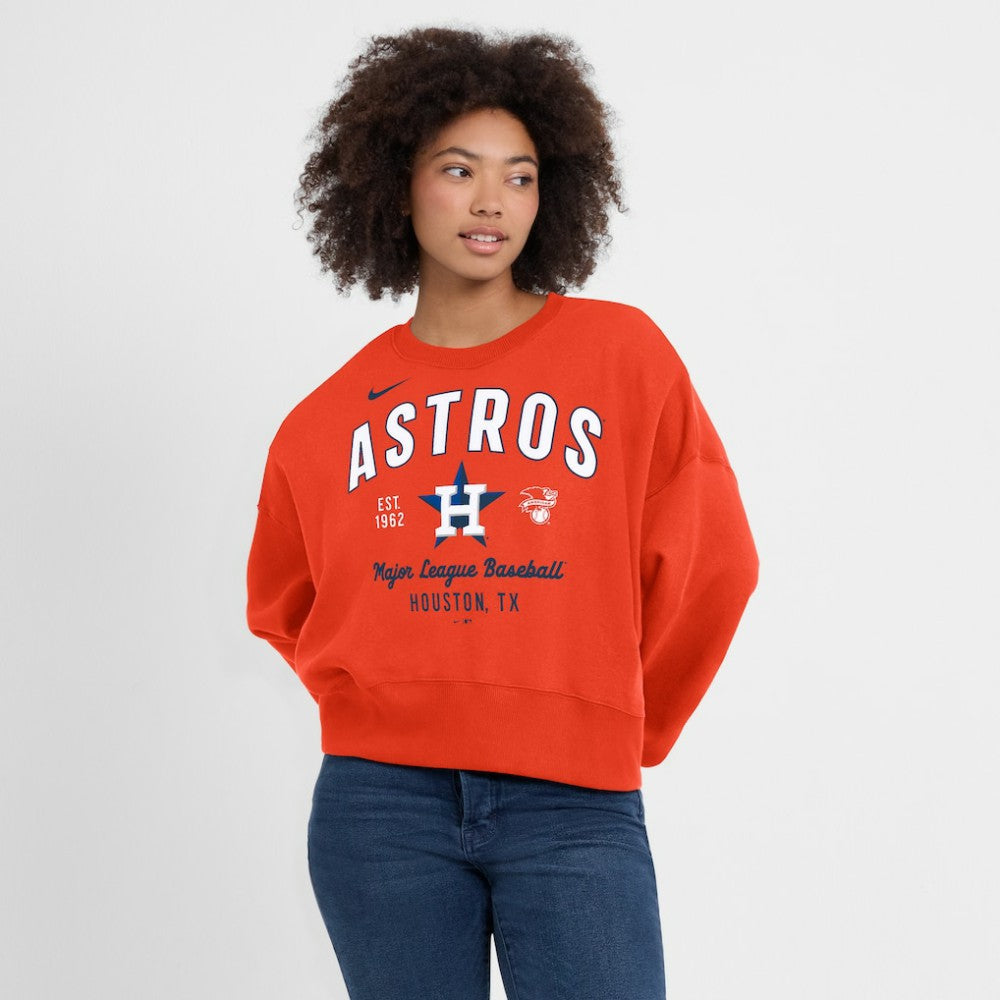 Houston Astros Nike Women's Oversized High Hip Pullover Sweatshirt discount